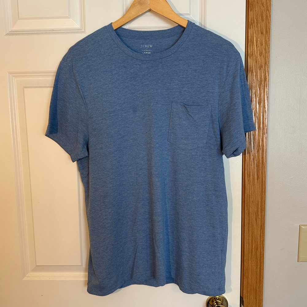 J. Crew Men’s Heathered Blue Short Sleeve Pocket Tee